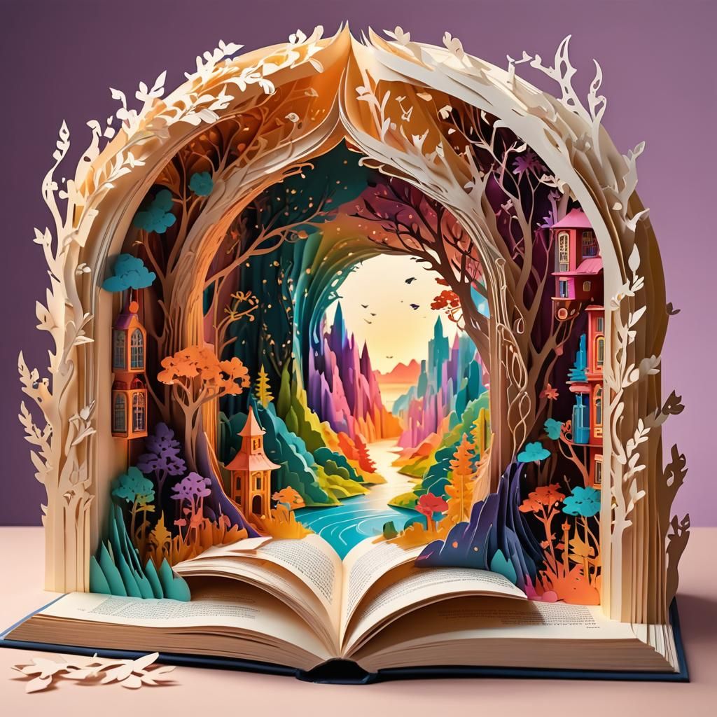 Fantasy Portal Kirigami Papercraft From Open Book
