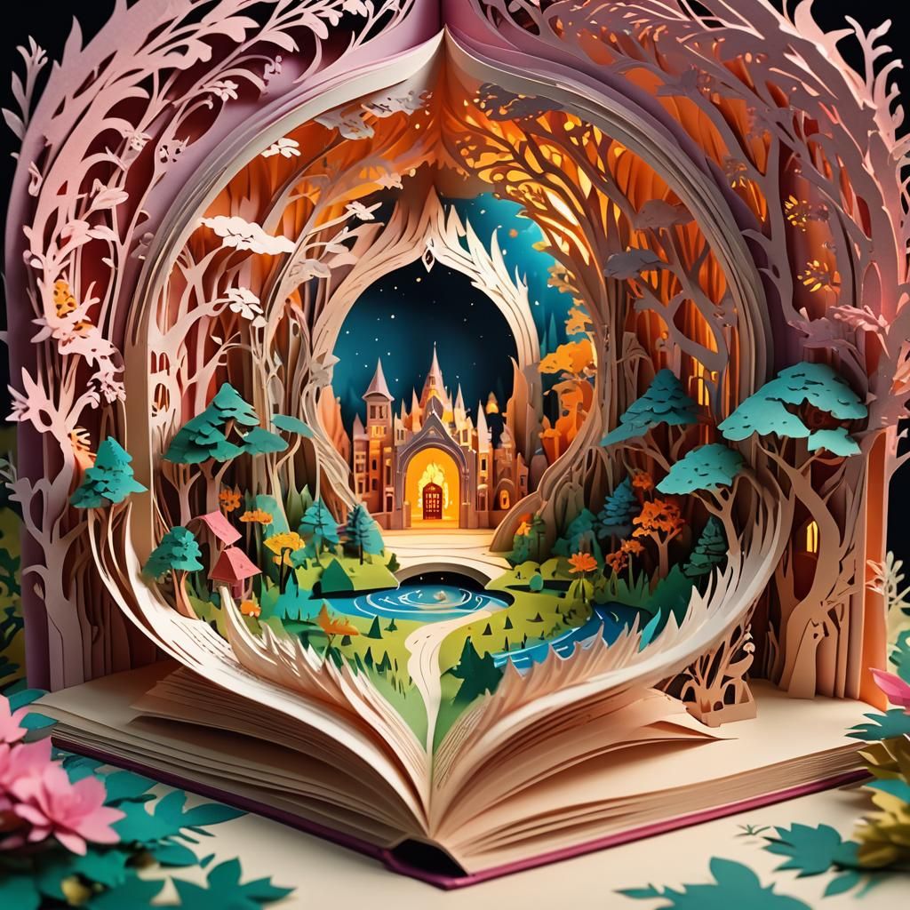 Fantasy Portal Kirigami Papercraft in Open Book