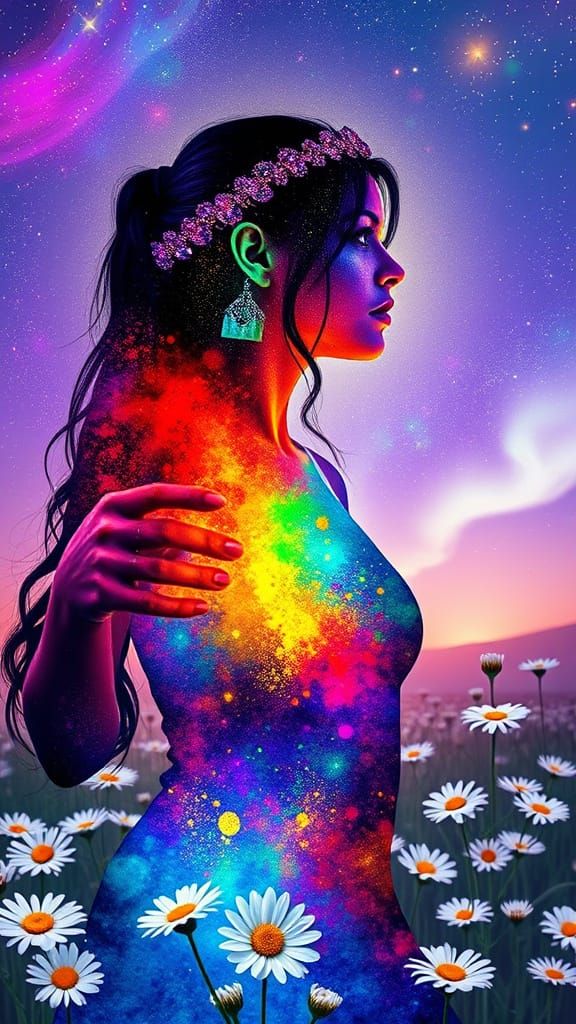 Cosmic Lady in Steampunk Splendor