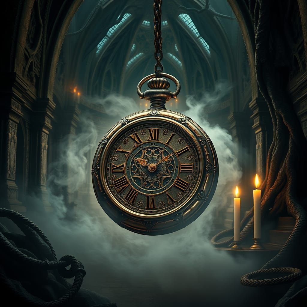 Ornate Gothic Pocket Watch with Cursed Aura
