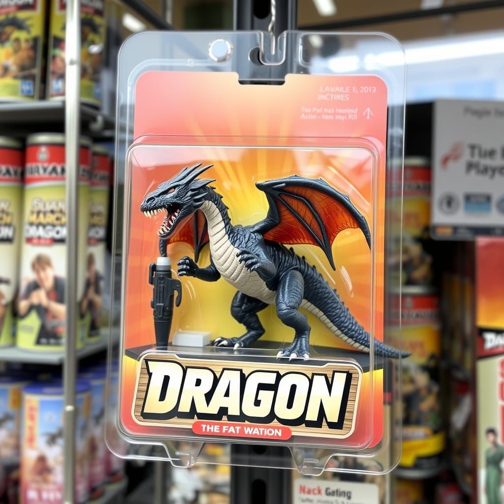 Dragon Action Figure Displayed on Store Blister Box
