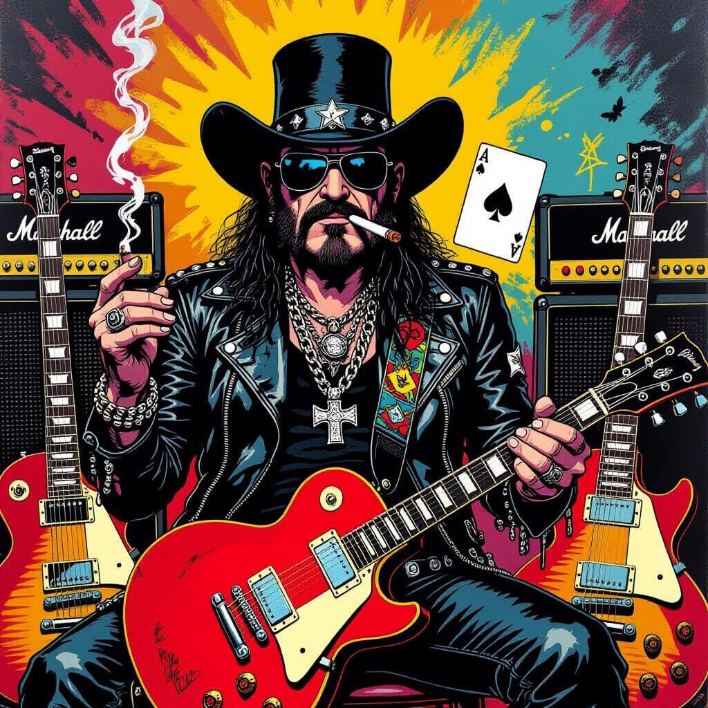 Lemmy as Ace of Spades in Psychedelic Art