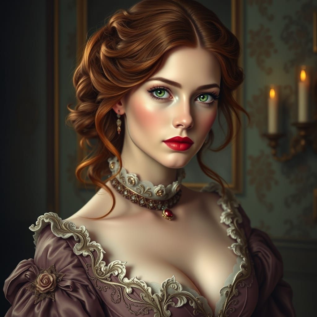 Ethereal Victorian Aristocrat in Opulent Estate
