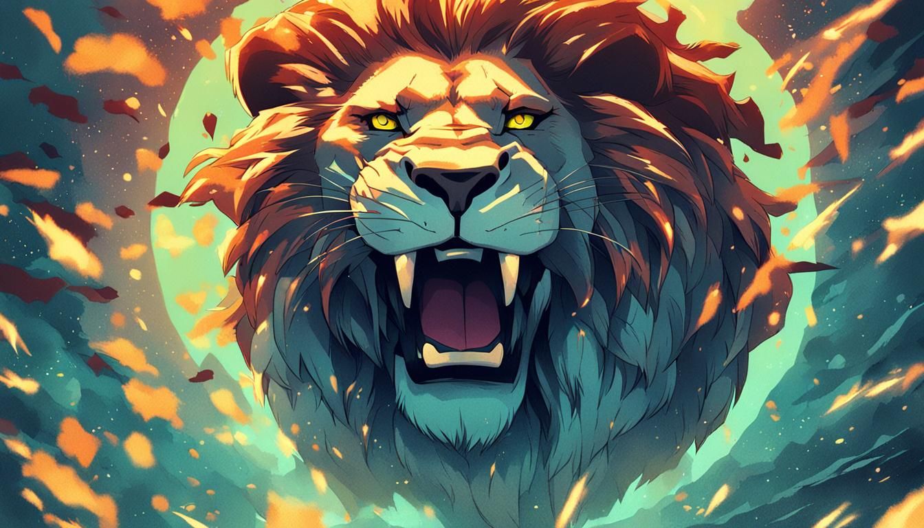 Anime Lion in Studio Trigger Manga Style