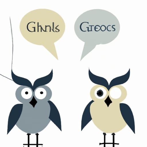 Owls Chatting in Greek Word Bubbles