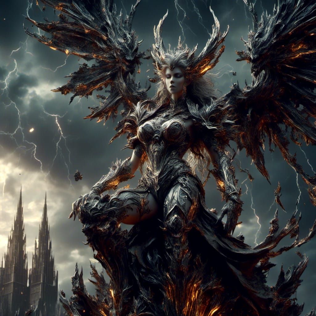 Fantasy Lady Gargoyle in Dark Anime Style