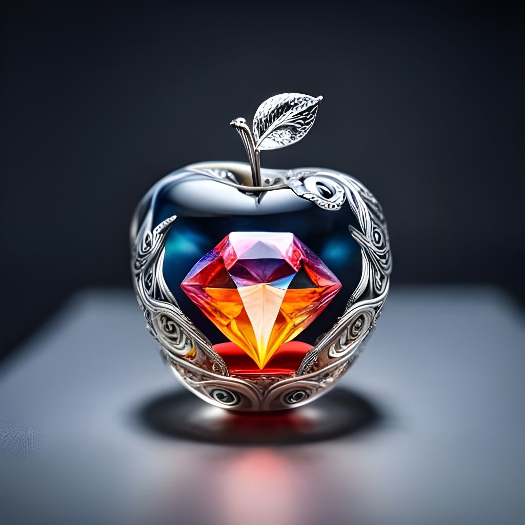 Glass Apple with Diamond Ring: Cosmic Art