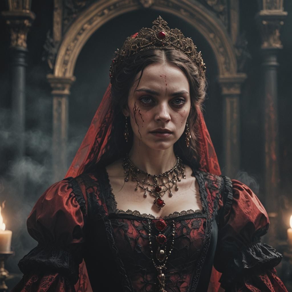 Gothic Portrait of Noblewoman in Boiling Blood