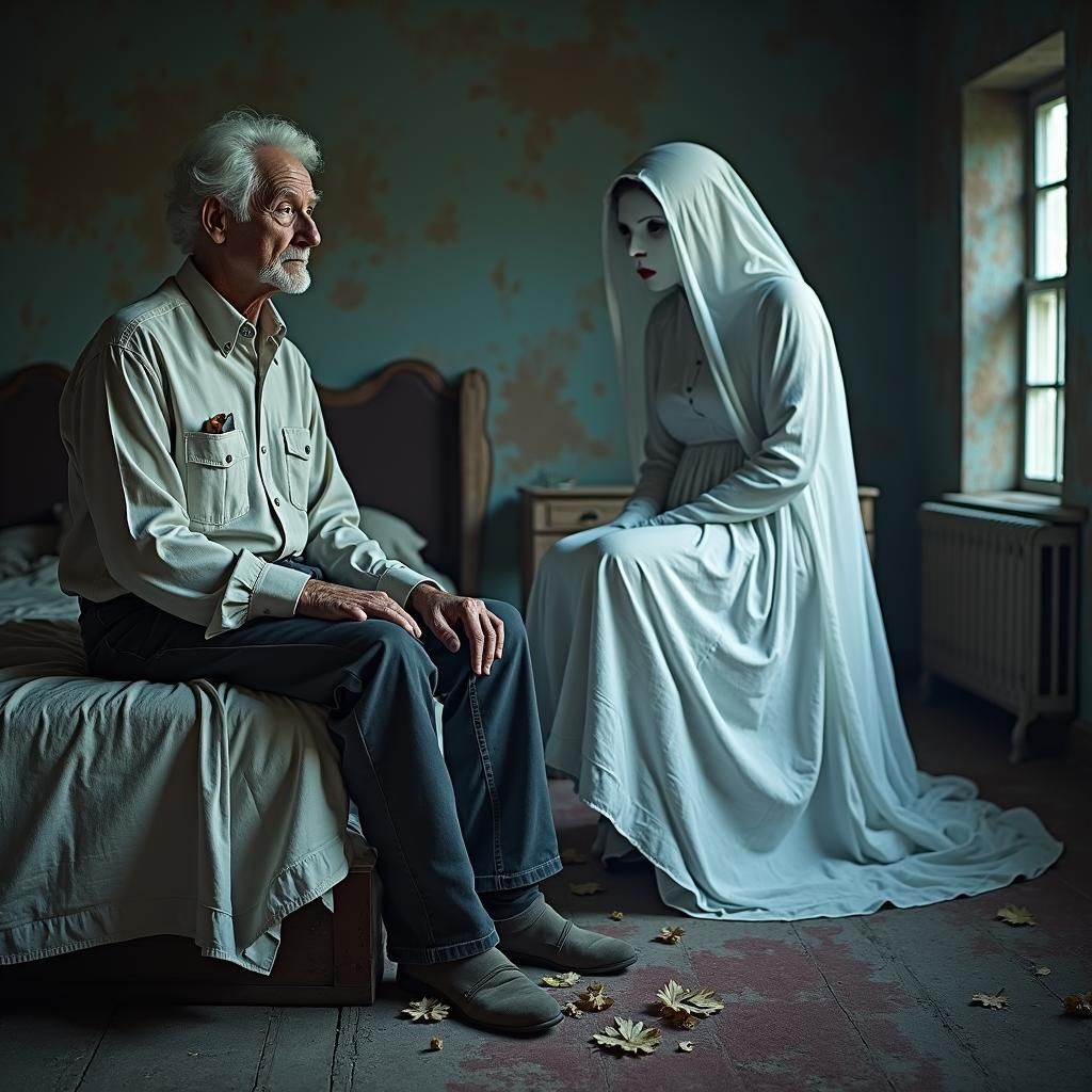 Lonely Old Man with Wife's Ghost