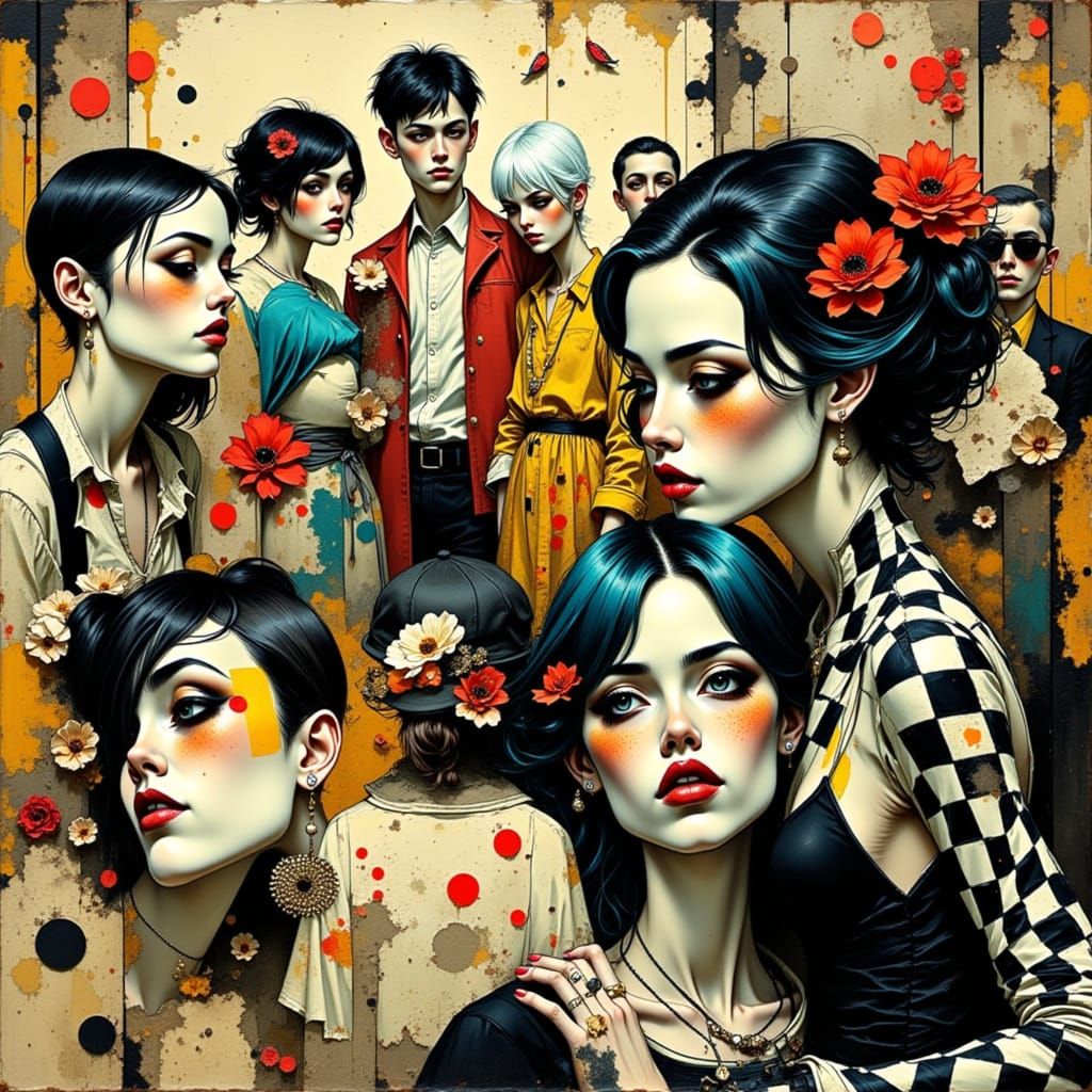 Comic Panel: Checkered vs Red Dots Characters