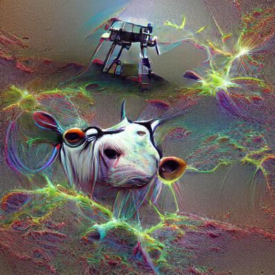 Futuristic Sci-Fi Cow in Technological Setting