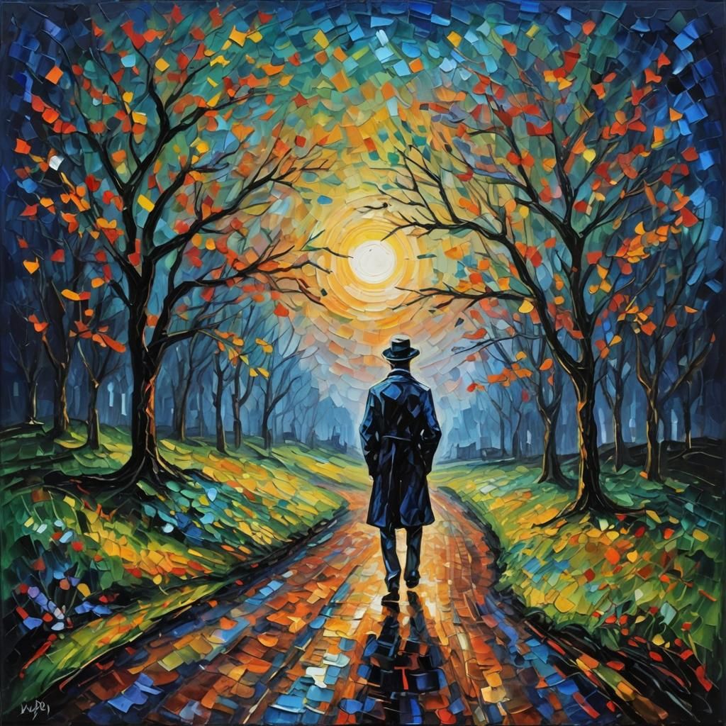 Longing Night: Expressionist Oil Painting in Impasto Style