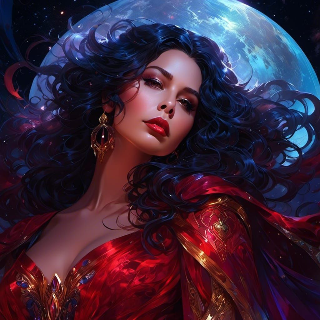 Wisdom Goddess Portrait in Airbrush Art Style