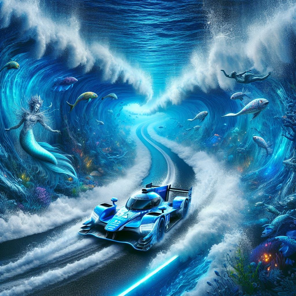 Underwater Car Race in Ocean Dreamscape