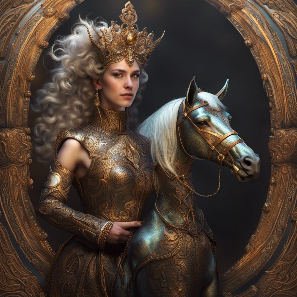 Centaur Queen with Rembrandt Lighting and Metallic Details