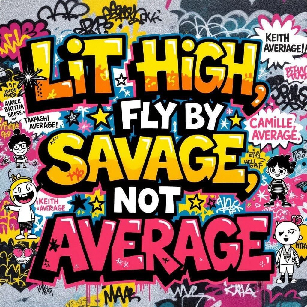 Vibrant Graffiti Art with Gen Z Catchphrases in Pop Style