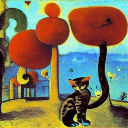 Surreal Eternal World with Cats, Dreamlike Art