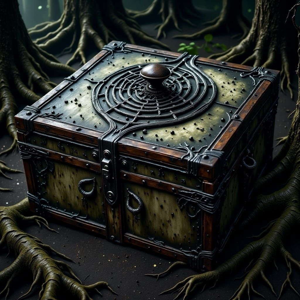 Mysterious Carved Wooden Box with Scratching Sounds