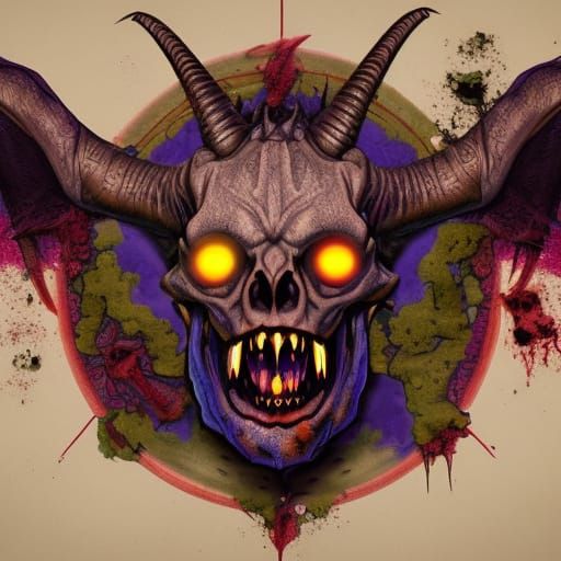 Rotting Zombie Ritual Demon Skullhead Art