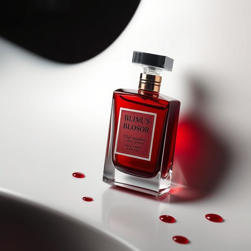 Blood Perfume Bottle in Dark Futuristic Style