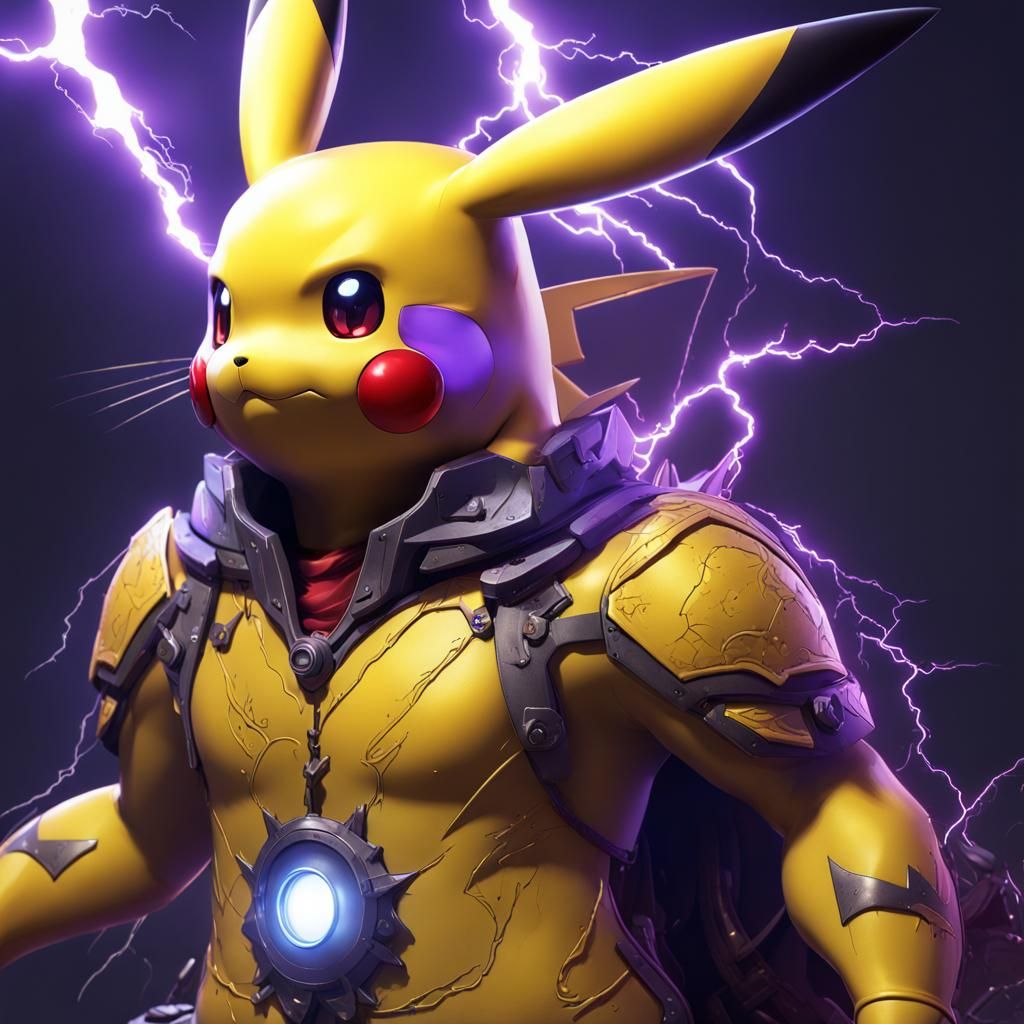 Pikachu as Superhero, Detailed Digital Art