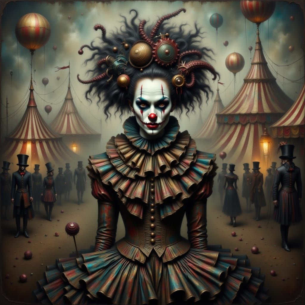 Steampunk Clown in Eerie Carnival
