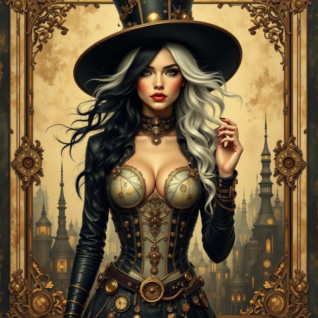 Steampunk Femme Fatale in Industrial Victorian Style