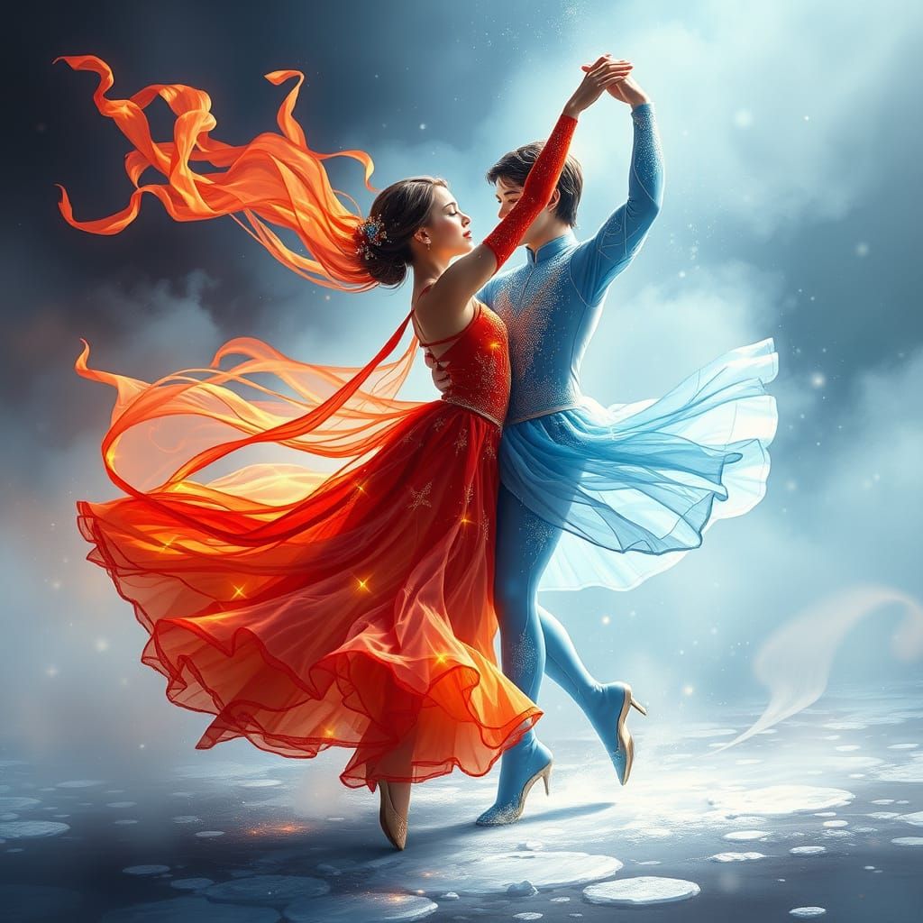 A surreal dance performance, where the elements of fire and ...