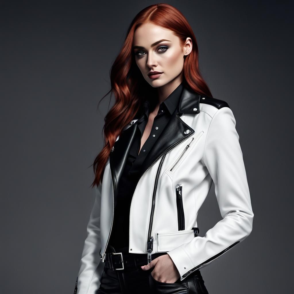 Ultrarealistic Portrait of a Woman in Leather