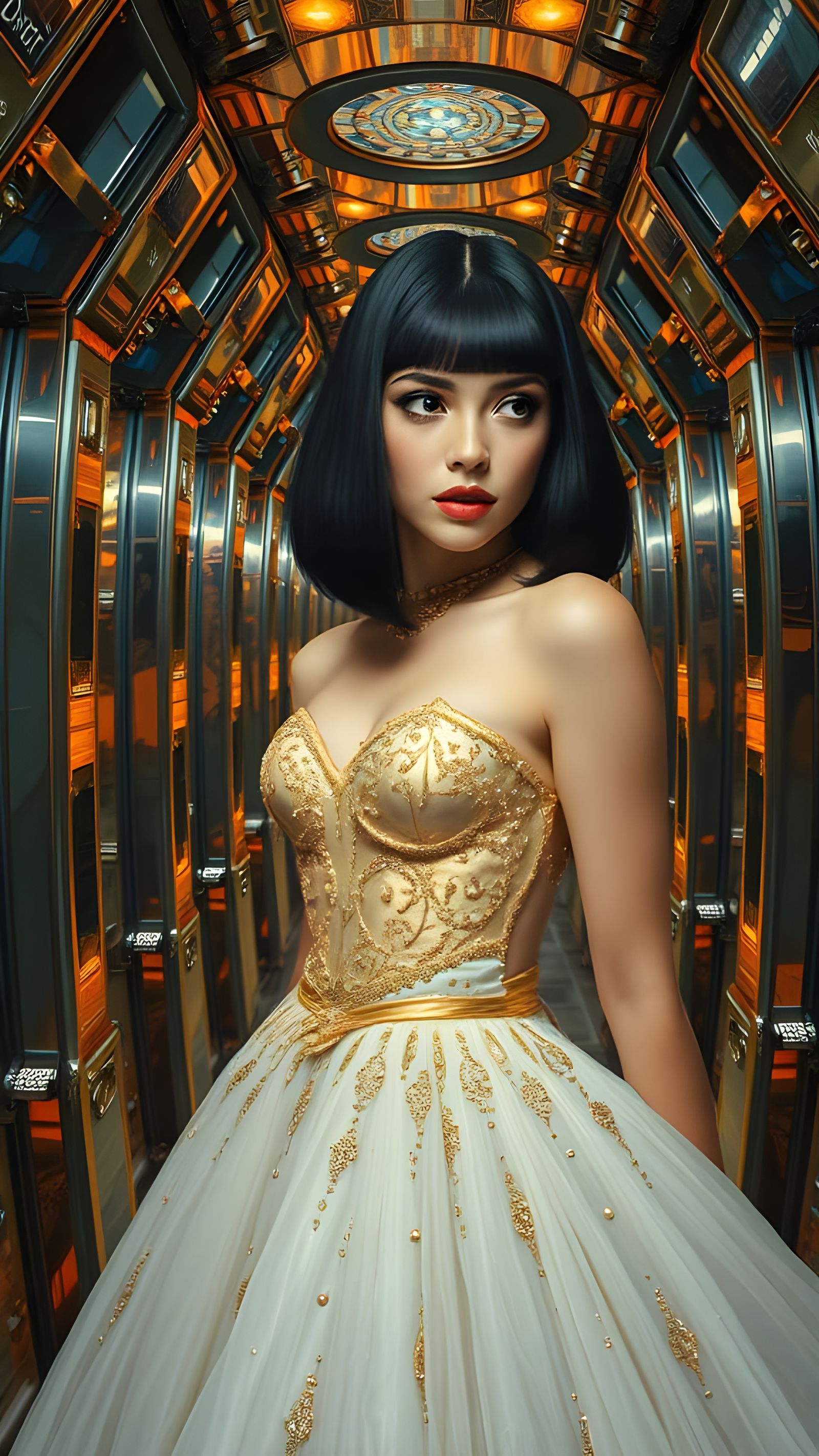 Ethereal Futuristic Muse in Chrome Halls of Mirrors