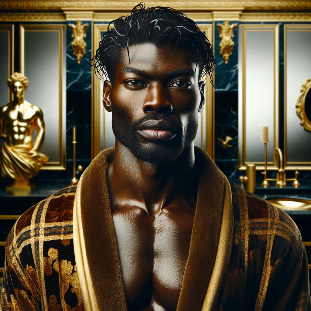 Handsome man with bathrobe