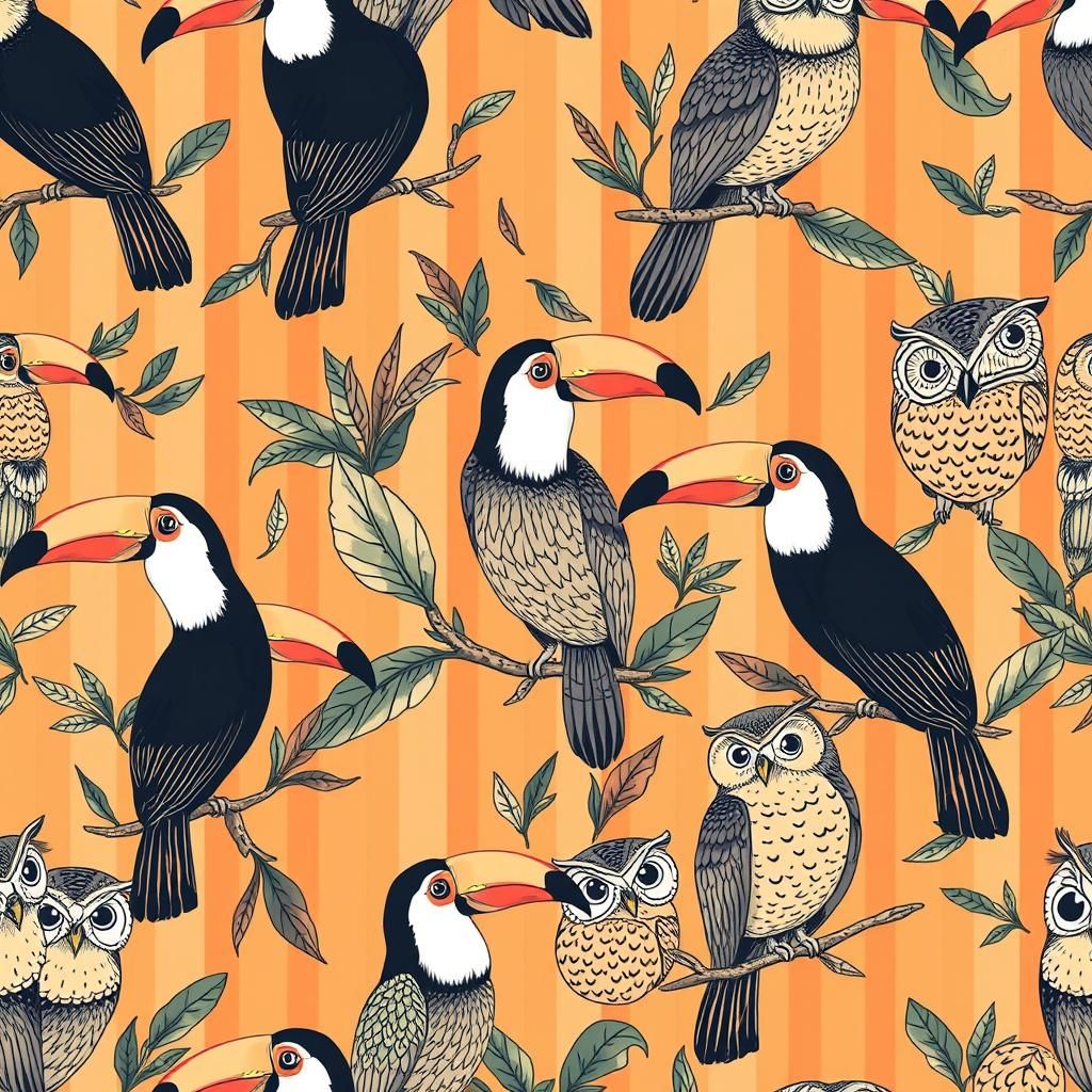 Toucans and Owls Zentangle Pattern Design