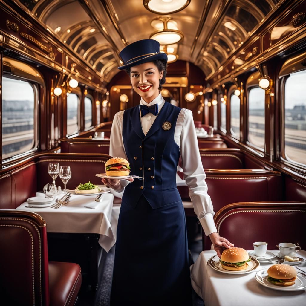 Hamburger Served on the Orient Express Train