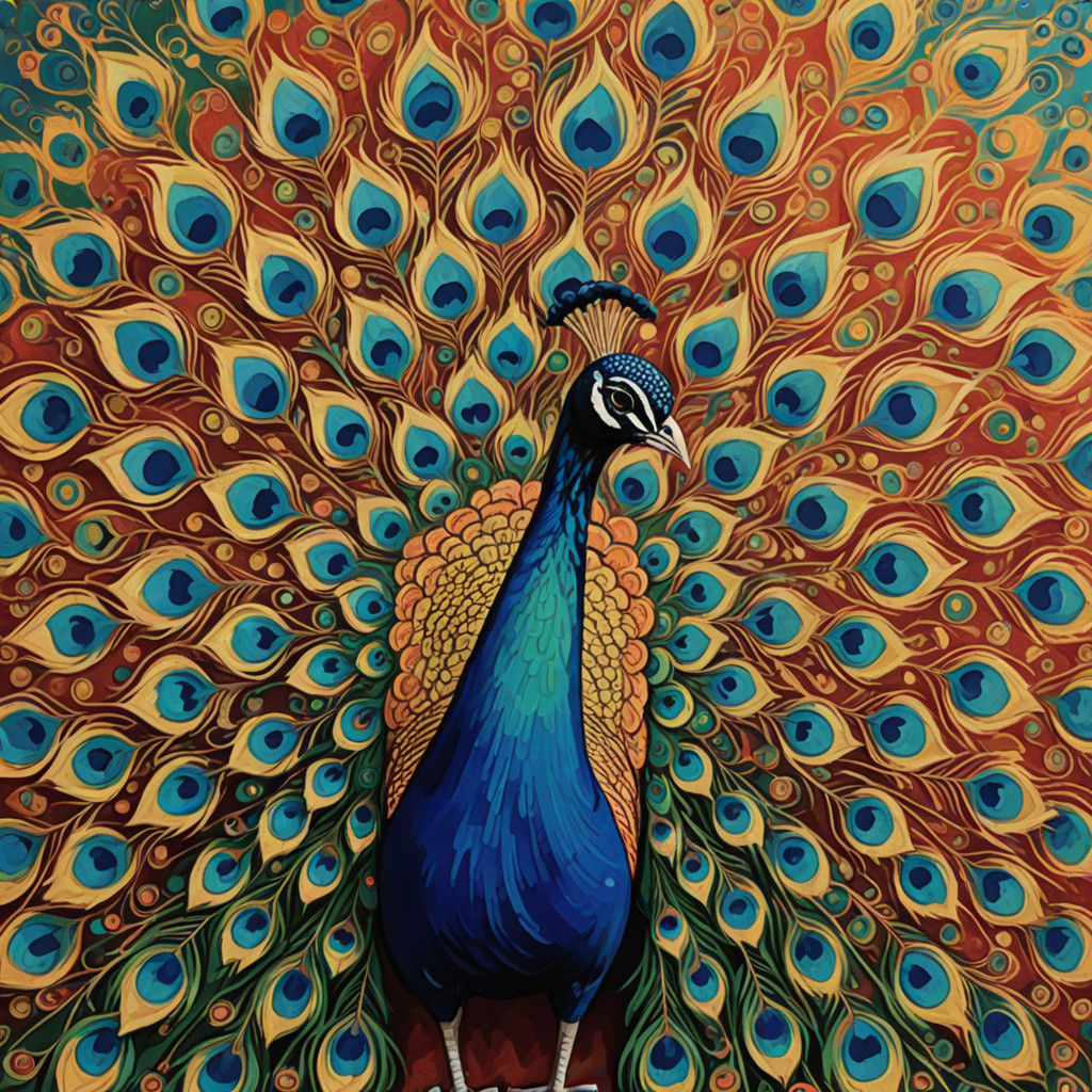 Vibrant Peacock in Traditional Indian Art Style