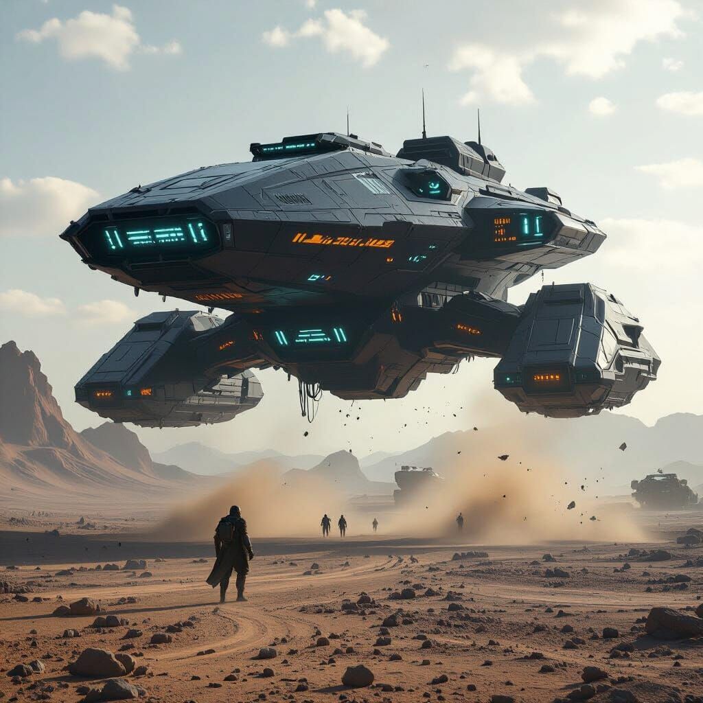 Colossal Alien Battle Tank on War-Torn Planet