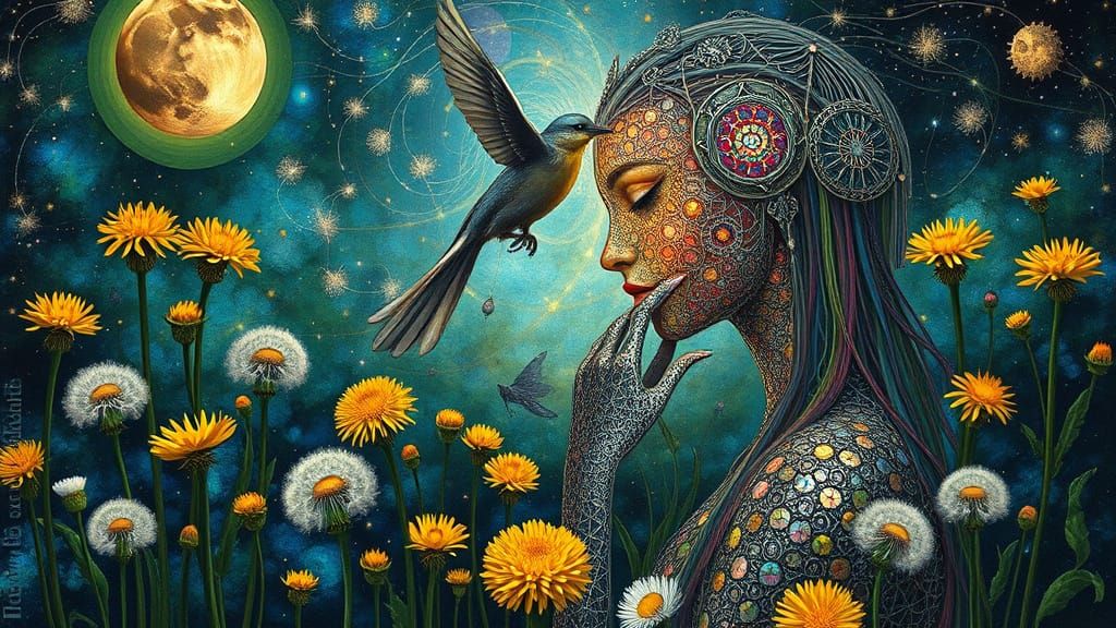 Psychedelic Sacred Geometry Utopia in Bosch Style