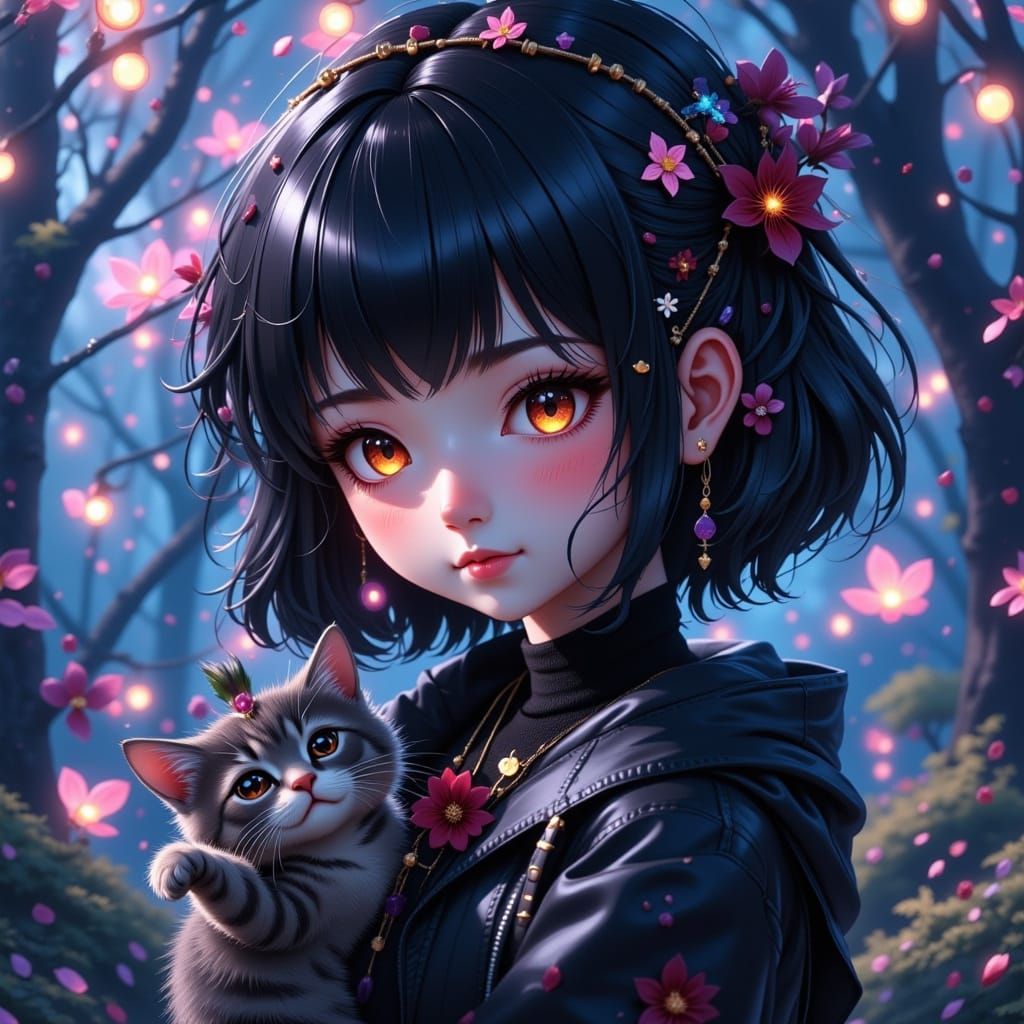 Goth girl and her familiar