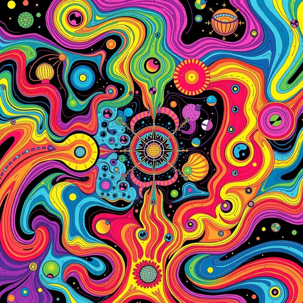 Psychedelic Systems Web in Vibrant Colors and Swirling Patte...