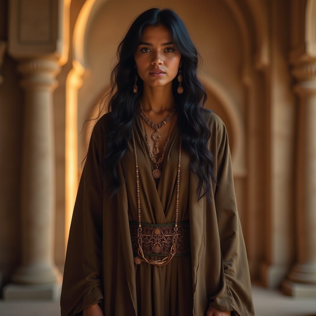 Middle Eastern Woman in Religious Attire at Shrine