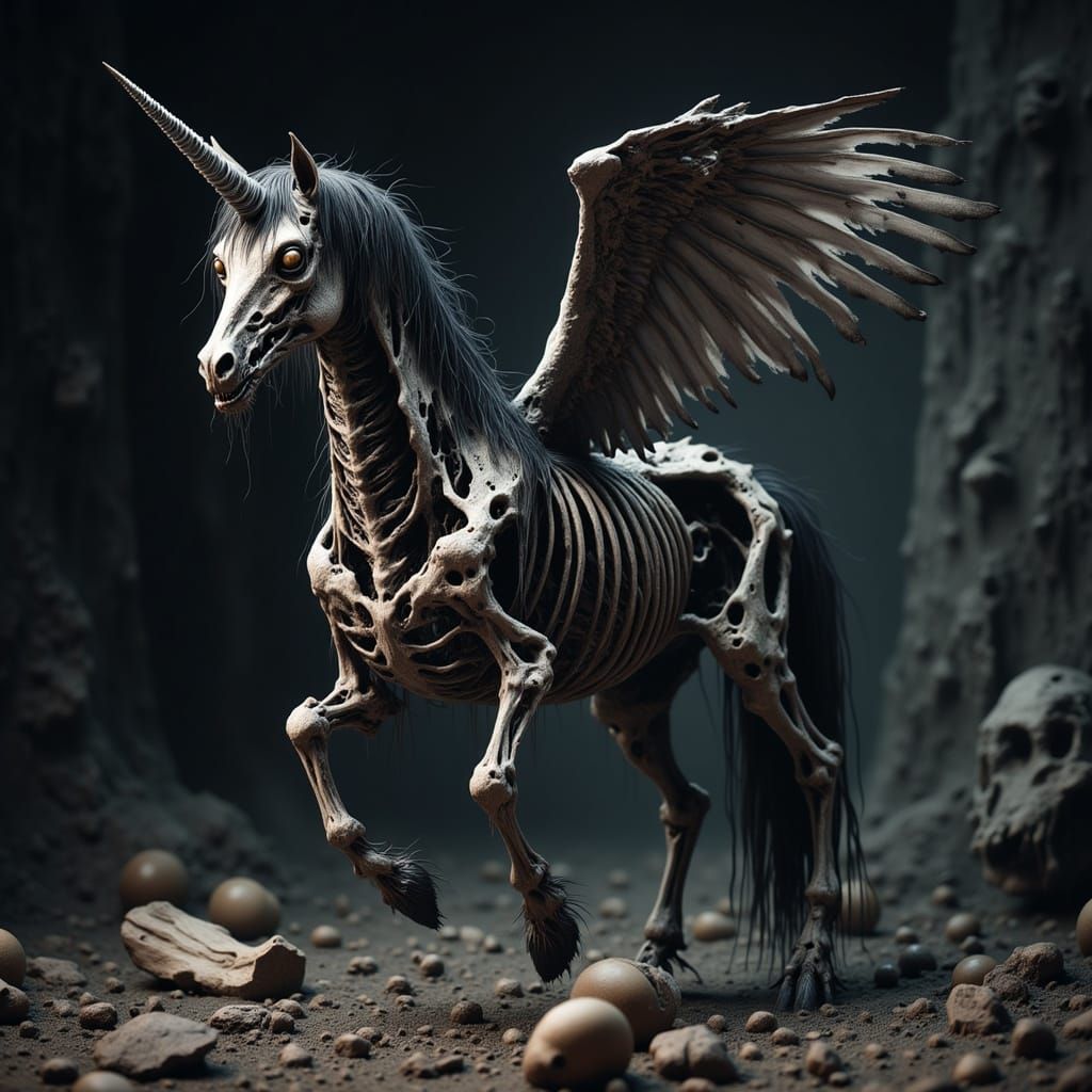 Zombie Unicorn in Gothic Horror Style