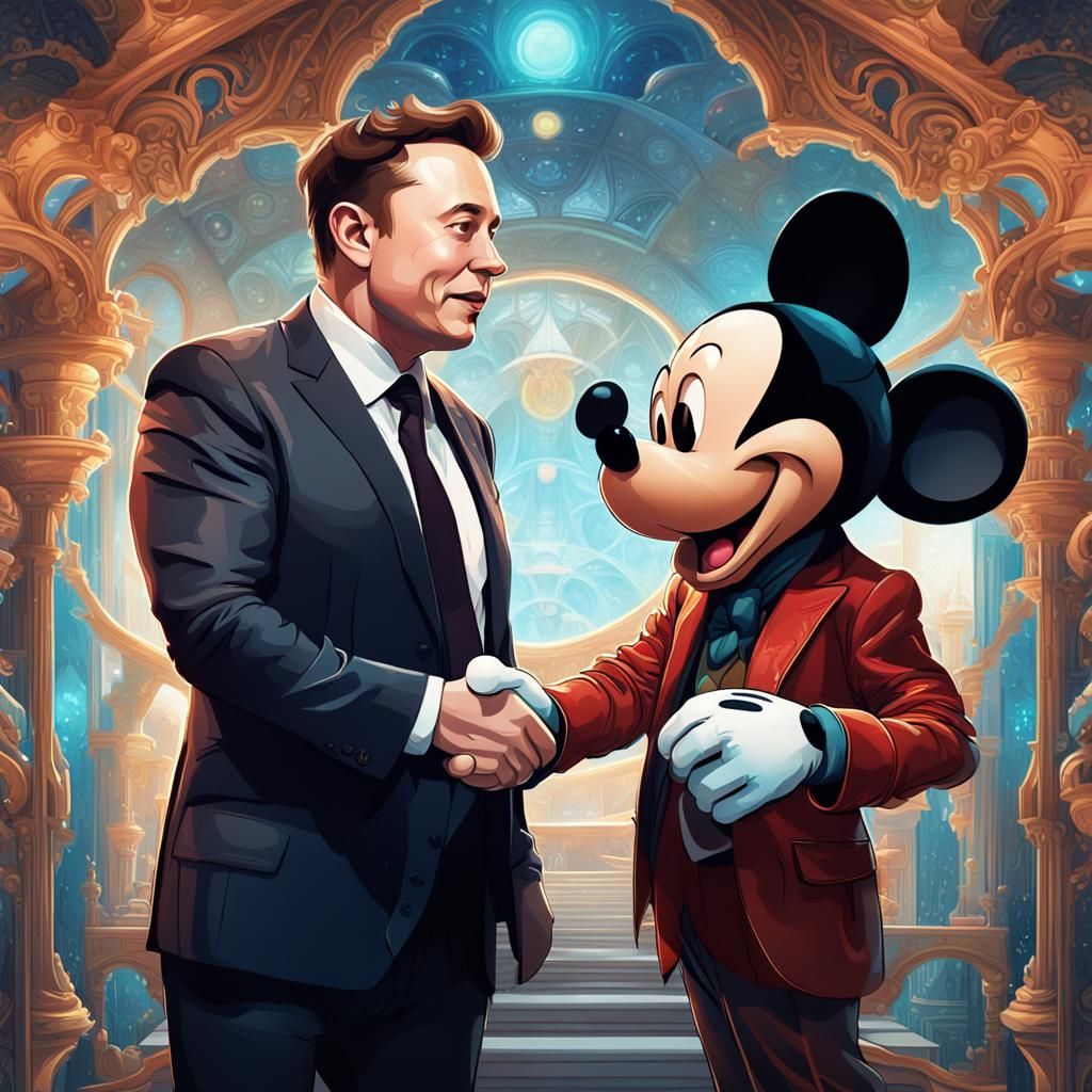 Elon Musk and Mickey Mouse Portrait