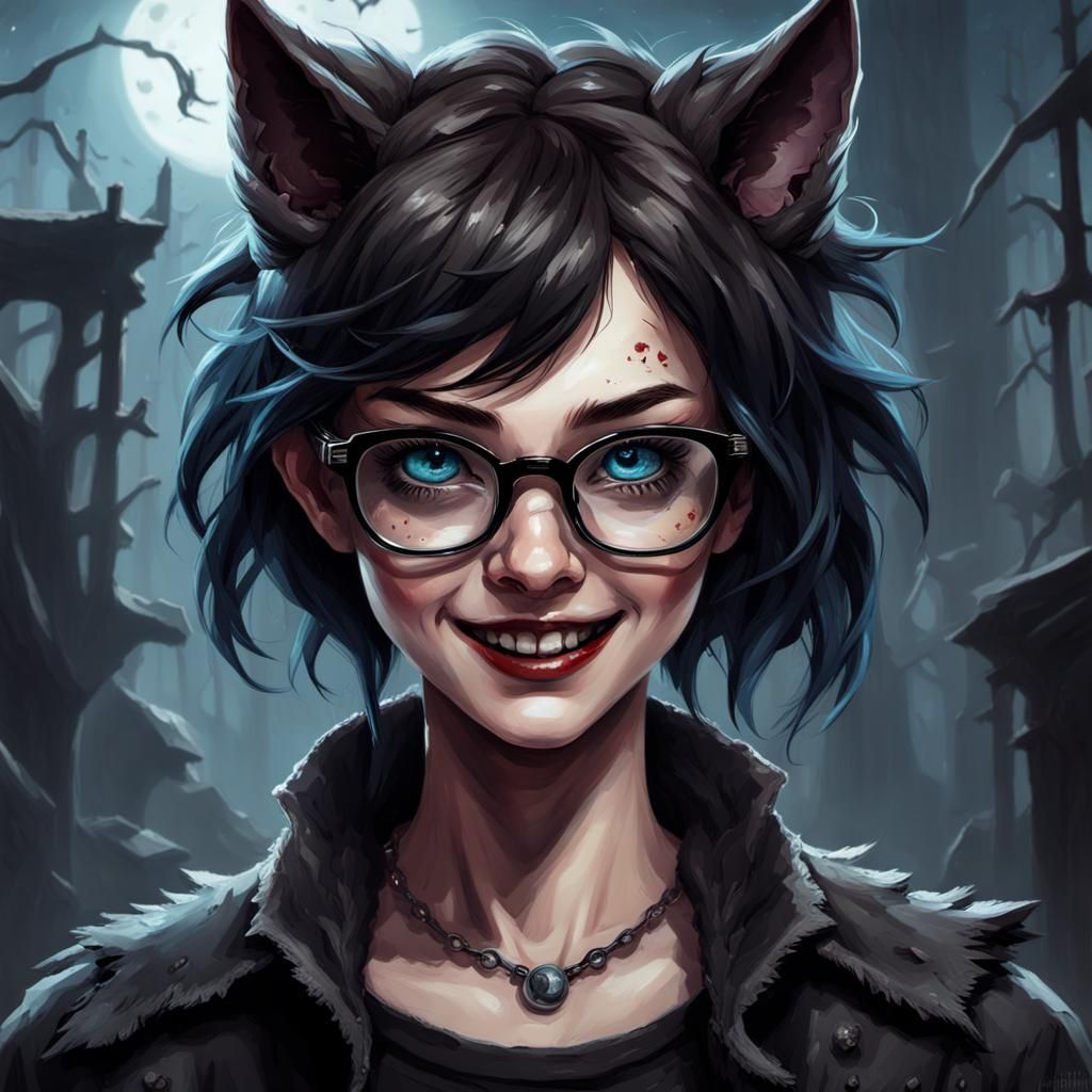 Grotesque Winged Villain with Braces, an Impasto Painting