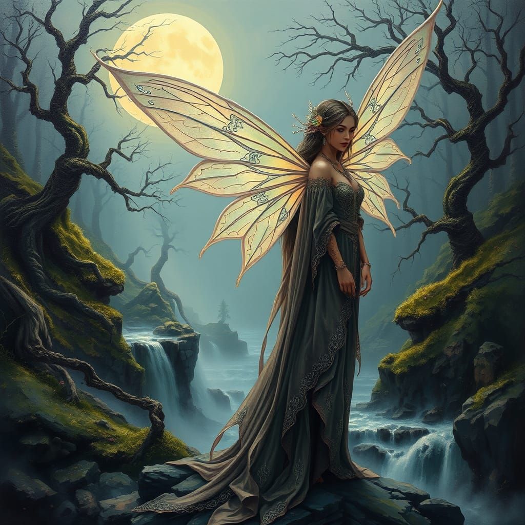 Mystical Fairy Elf Gypsy in Impasto Style