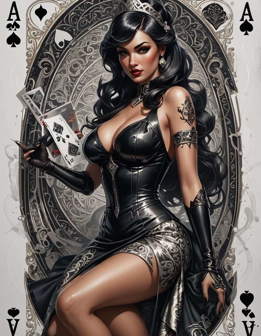 Dark Fantasy Ace of Spades Pinup Card in 8K