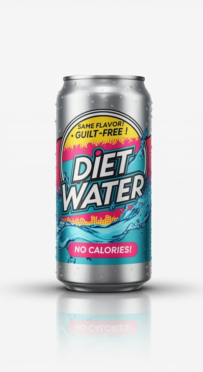 Modern 'Diet Water' Can in Pop Art Style