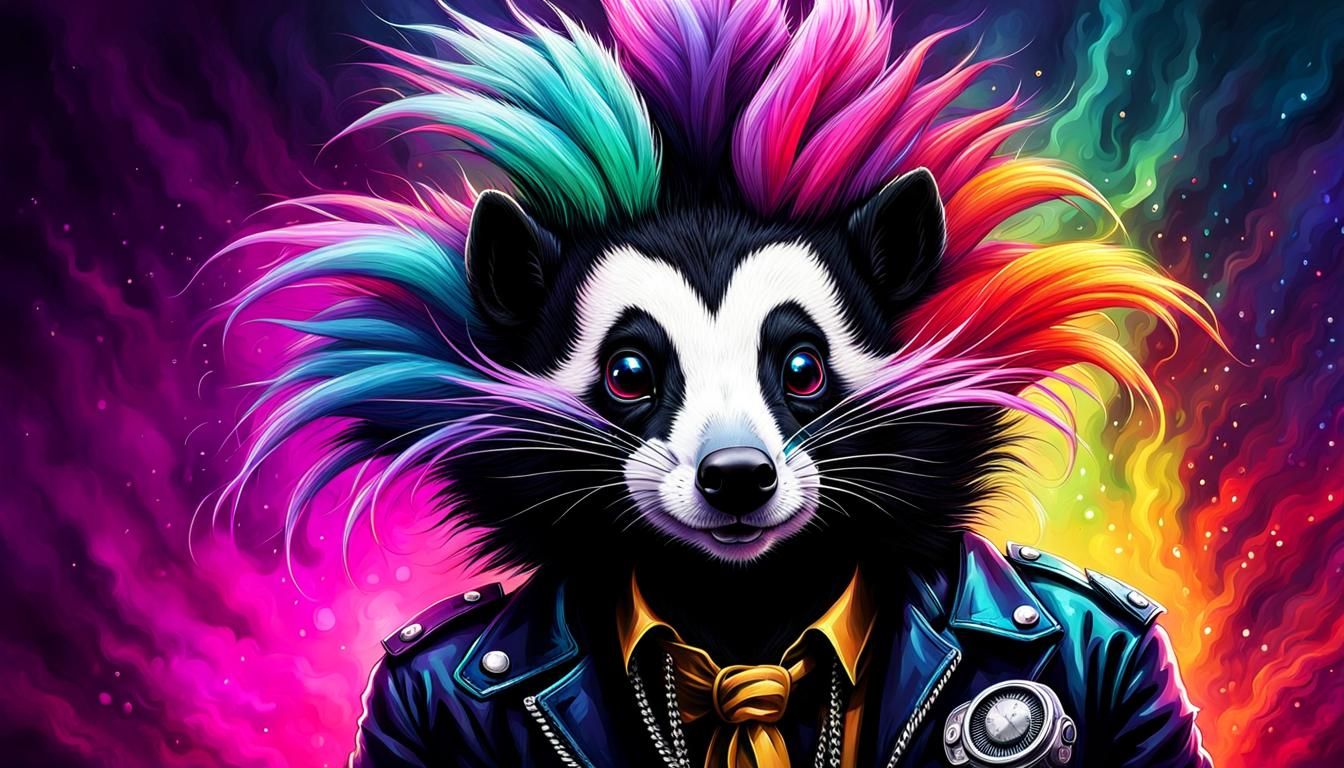 Punk Rock Skunk with Mohawk: Digital Illustration