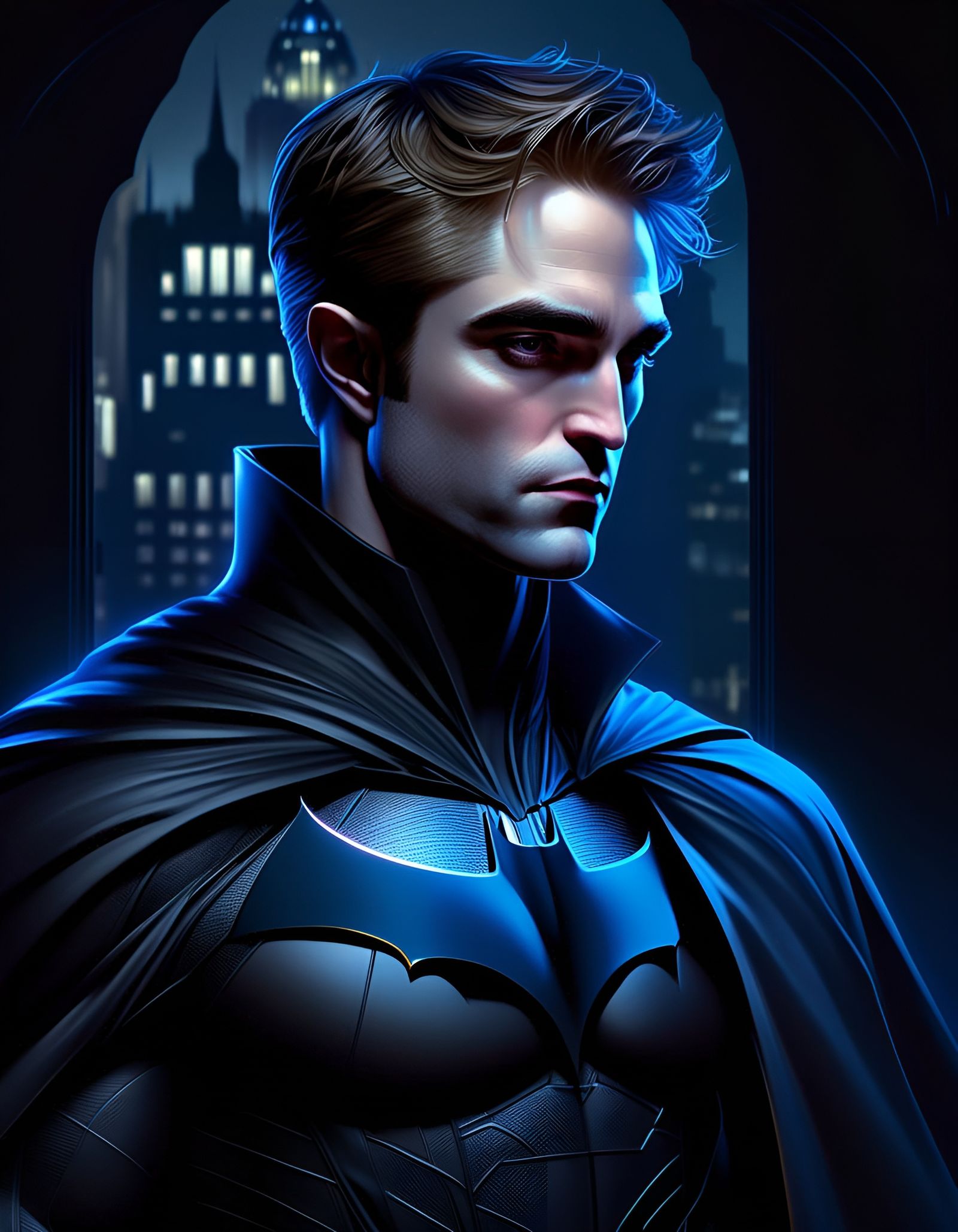The Batman Portrait in Comic Book Style