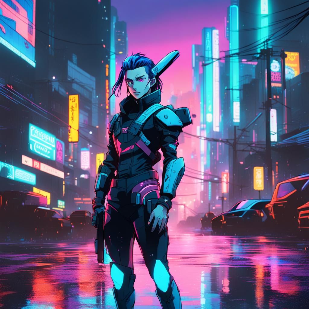 Cyberpunk Senju Hashirama in Studio Trigger Style