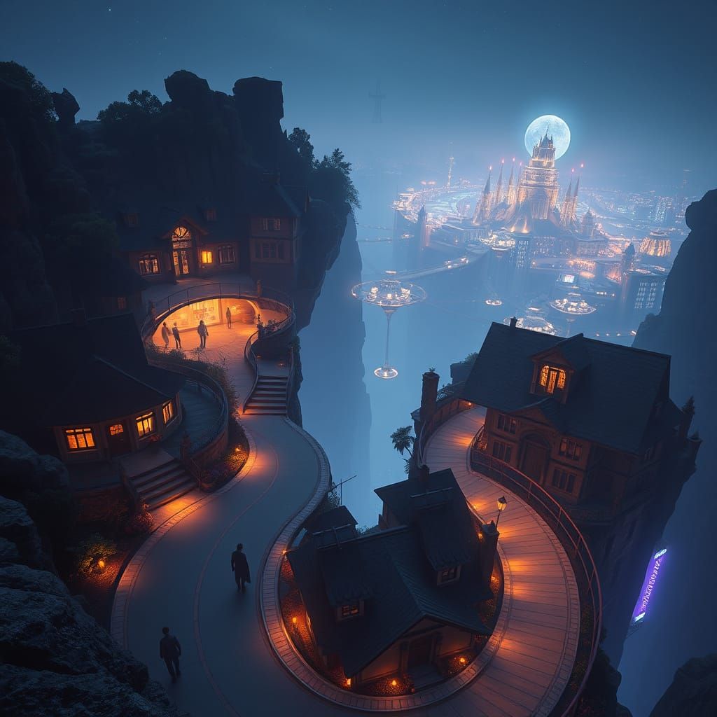 Cosmic Marketplace Under Starlight