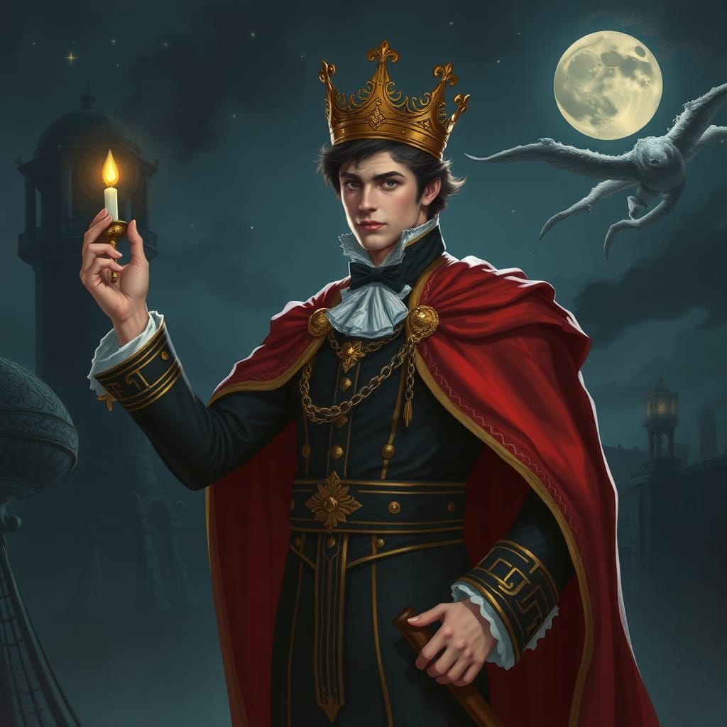 Regal Prince of the Night: AI Generated Image